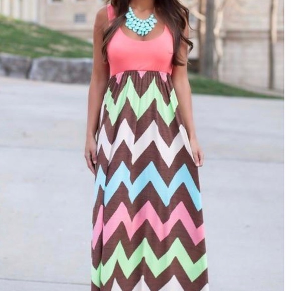 Nwt Kranda Stretch Chevron Maxi Dress 